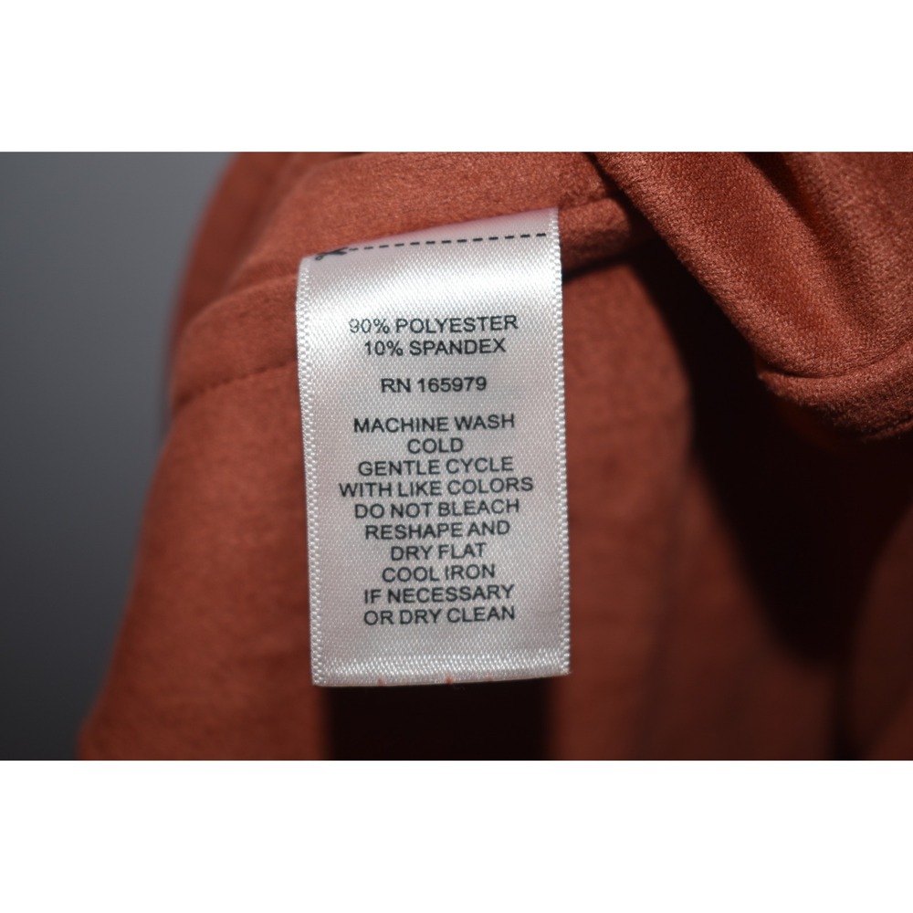 Cupio Short Sleeve Shirt, Faux Suede, Burnt Orange, Size XL - Picture 4 of 4